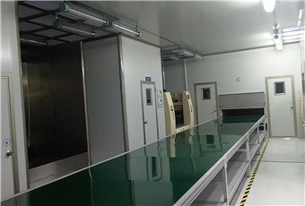 Automatic spraying flat conveyor line